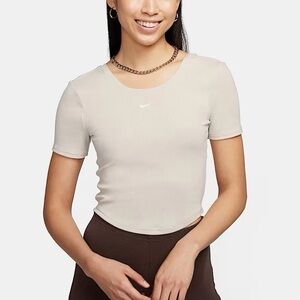 NWT Nike Sportswear Chill Knit Tight Scoop-Back‎ Short-Sleeve Mini-Rib Top